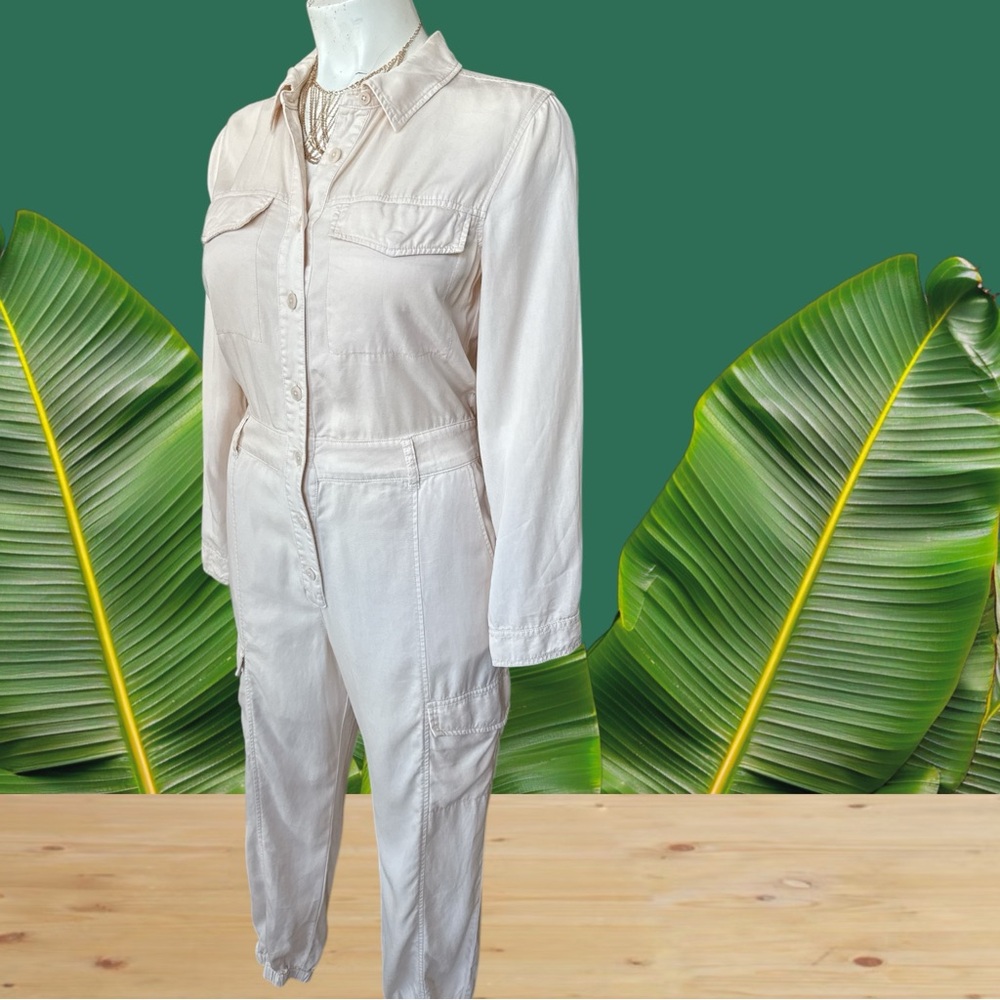 NWT Sanctuary jumpsuit Cream‎ Cargo lyocell 8-pockets taupe beige M L new -$189